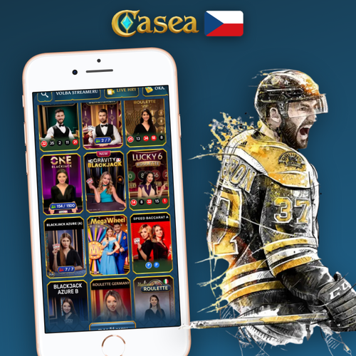 Casea Casino aplikace na mobilním telefonu s herní nabídkou na úvodní obrazovce