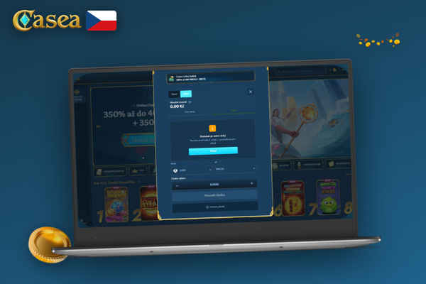 Uživatel vybírá nejvhodnější metodu výběru peněz v Casea Casino u notebooku